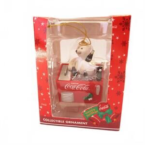Vintage Trevco Coca-Cola Polar Bear in Ice Chest of Coke Ornament 200104